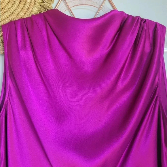 RAILS, New, Kaleen Fuchsia Radiance Ruched Funnel Neck Satin Top, Size XXL - Picture 10 of 13